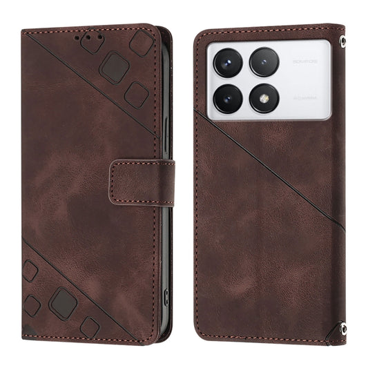 For Xiaomi Redmi K70 / K70 Pro Skin Feel Embossed Leather Phone Case(Brown) - Xiaomi Cases by buy2fix | Online Shopping UK | buy2fix