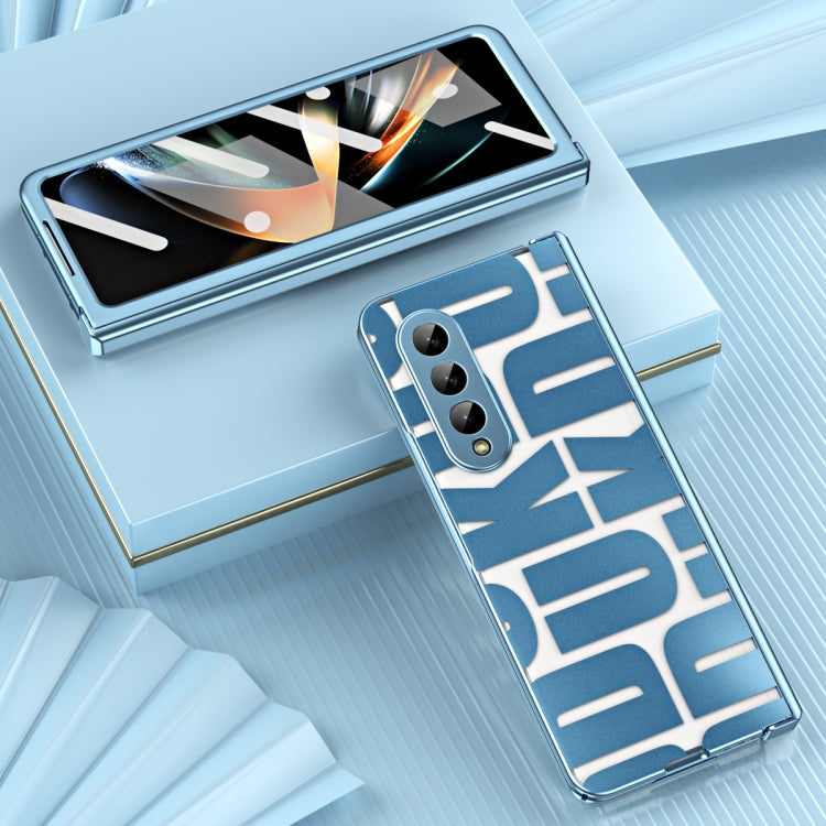 For Samsung Galaxy Z Fold4 5G Integrated Electroplating Folding Phone Case with Hinge(Blue) - Galaxy Z Fold4 5G Cases by buy2fix | Online Shopping UK | buy2fix