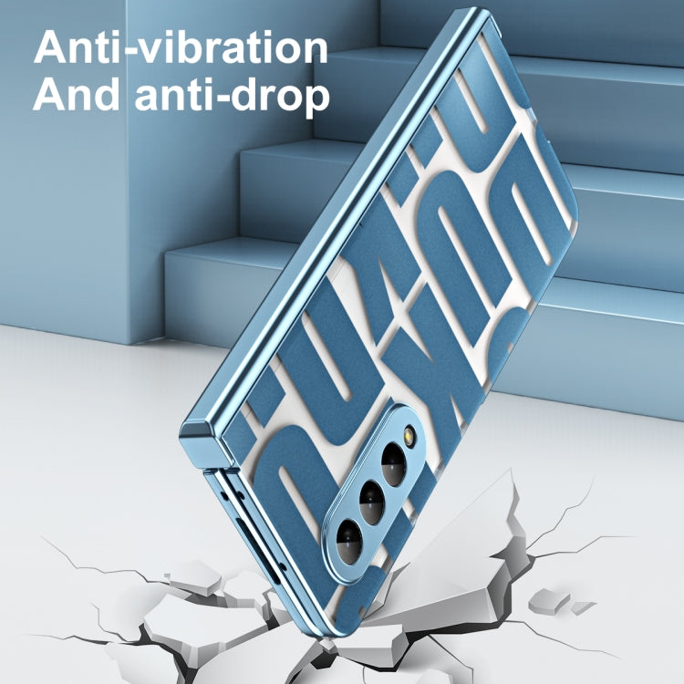 For Samsung Galaxy Z Fold4 5G Integrated Electroplating Folding Phone Case with Hinge(Blue) - Galaxy Z Fold4 5G Cases by buy2fix | Online Shopping UK | buy2fix