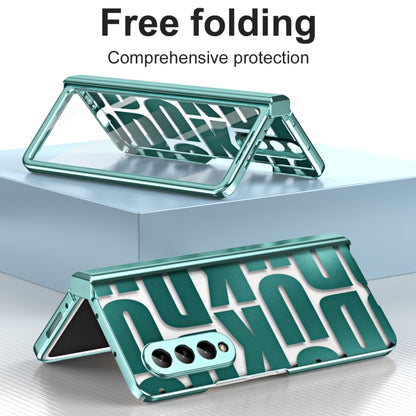 For Samsung Galaxy Z Fold4 5G Integrated Electroplating Folding Phone Case with Hinge(Green) - Galaxy Z Fold4 5G Cases by buy2fix | Online Shopping UK | buy2fix