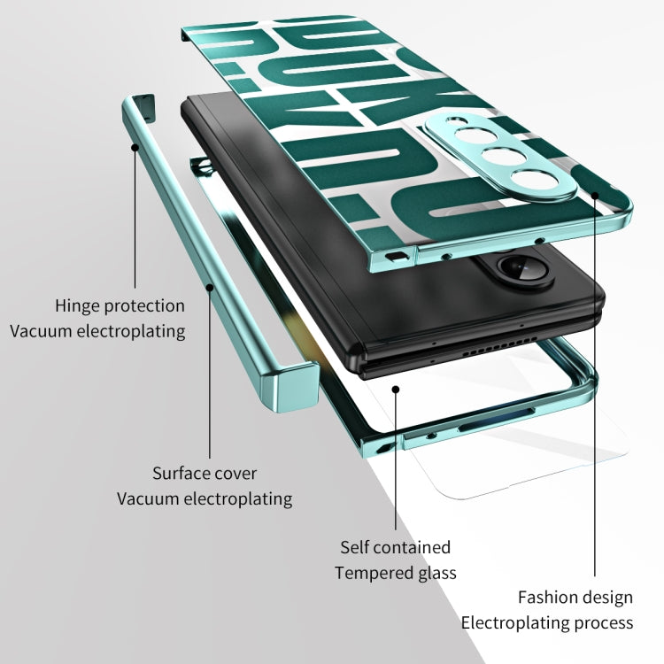 For Samsung Galaxy Z Fold4 5G Integrated Electroplating Folding Phone Case with Hinge(Green) - Galaxy Z Fold4 5G Cases by buy2fix | Online Shopping UK | buy2fix