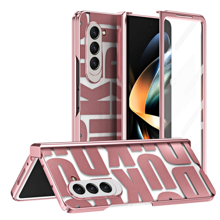 For Samsung Galaxy Z Fold5 Integrated Electroplating Folding Phone Case with Hinge(Rose Gold) - Galaxy Z Fold5 Cases by buy2fix | Online Shopping UK | buy2fix