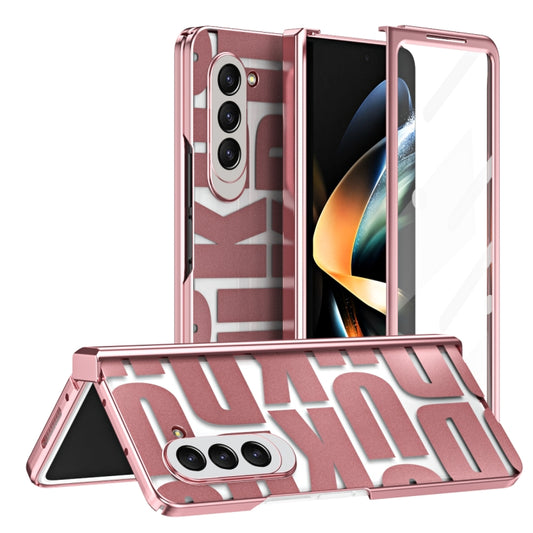 For Samsung Galaxy Z Fold5 Integrated Electroplating Folding Phone Case with Hinge(Rose Gold) - Galaxy Z Fold5 Cases by buy2fix | Online Shopping UK | buy2fix