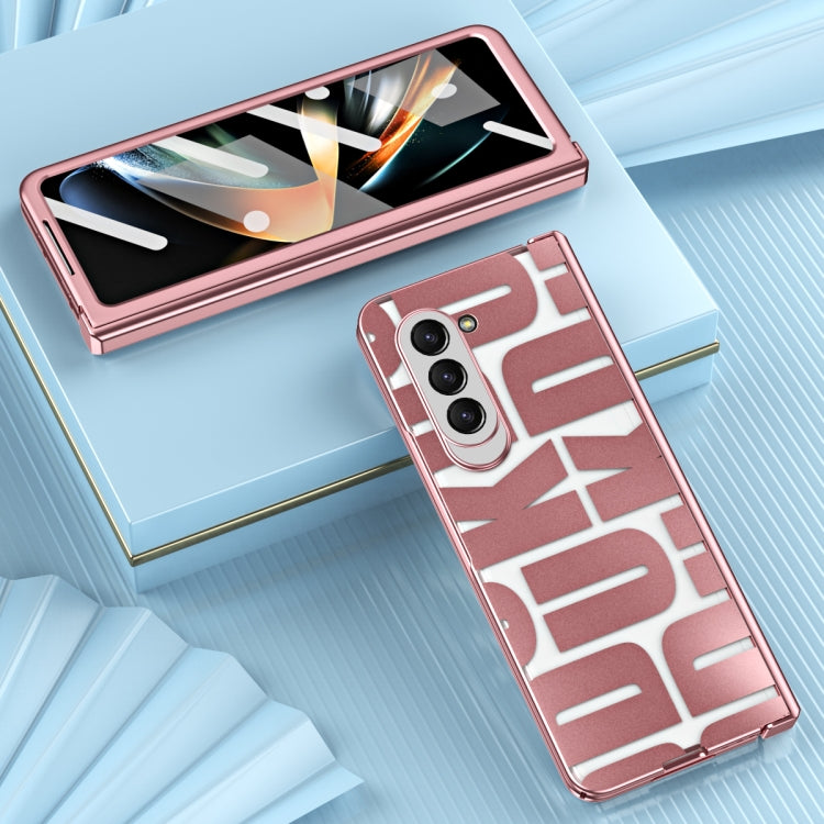 For Samsung Galaxy Z Fold5 Integrated Electroplating Folding Phone Case with Hinge(Rose Gold) - Galaxy Z Fold5 Cases by buy2fix | Online Shopping UK | buy2fix