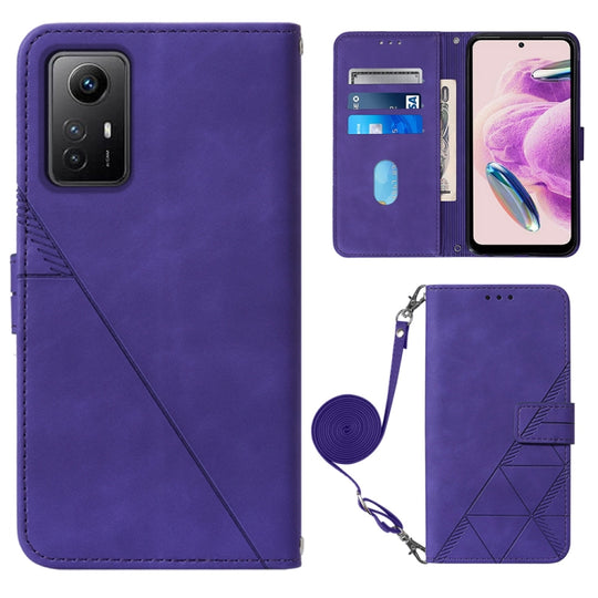 For Xiaomi Redmi Note 12S 4G Global Crossbody 3D Embossed Flip Leather Phone Case(Purple)
