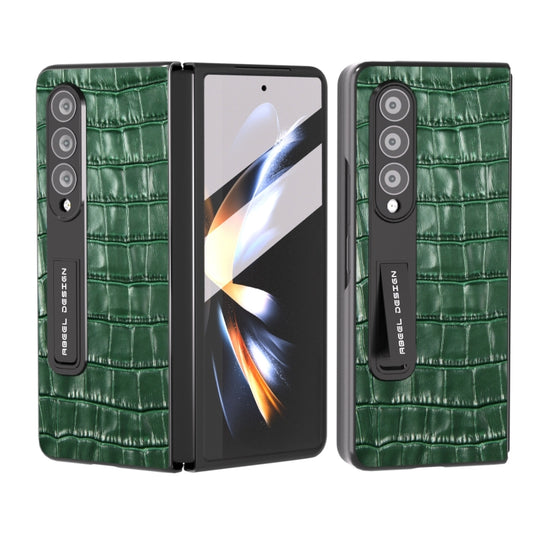 For Samsung Galaxy Z Fold3 5G Integrated Crocodile Texture Genuine Leather Phone Case(Green) - Galaxy Phone Cases by buy2fix | Online Shopping UK | buy2fix