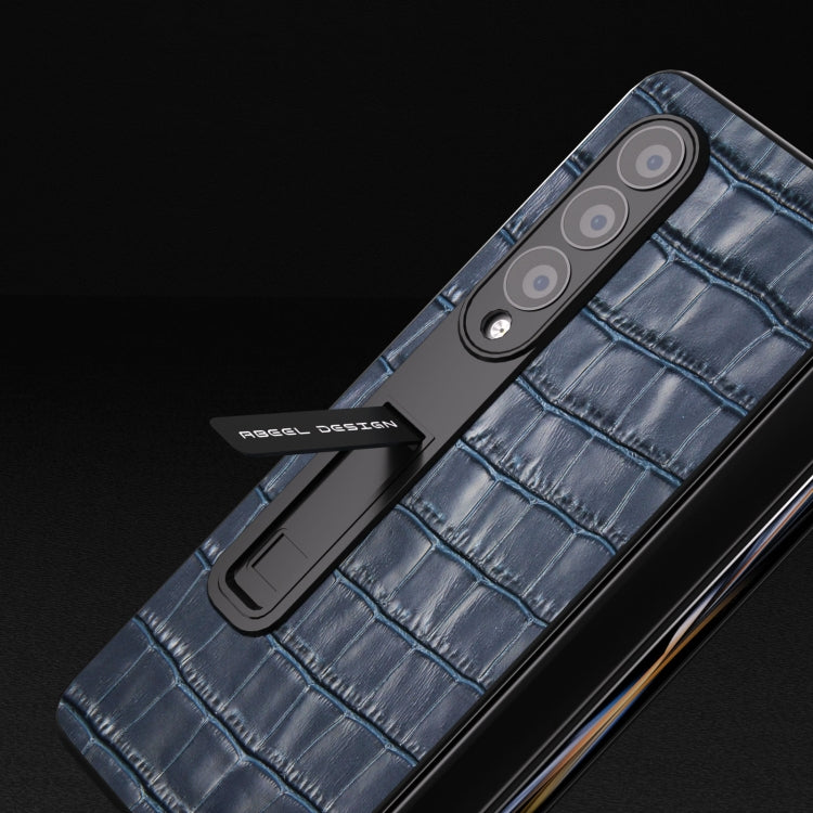 For Samsung Galaxy Z Fold3 5G Integrated Crocodile Texture Genuine Leather Phone Case(Blue) - Galaxy Phone Cases by buy2fix | Online Shopping UK | buy2fix