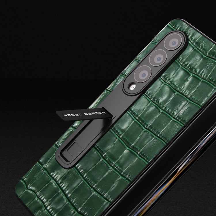 For Samsung Galaxy Z Fold4 5G Integrated Crocodile Texture Genuine Leather Phone Case(Green) - Galaxy Z Fold4 5G Cases by buy2fix | Online Shopping UK | buy2fix