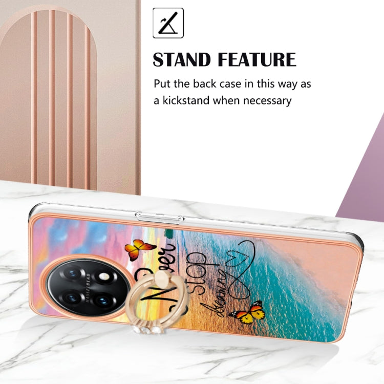 For OnePlus 11 Electroplating IMD TPU Phone Case with Ring(Dream Butterfly) - OnePlus Cases by buy2fix | Online Shopping UK | buy2fix