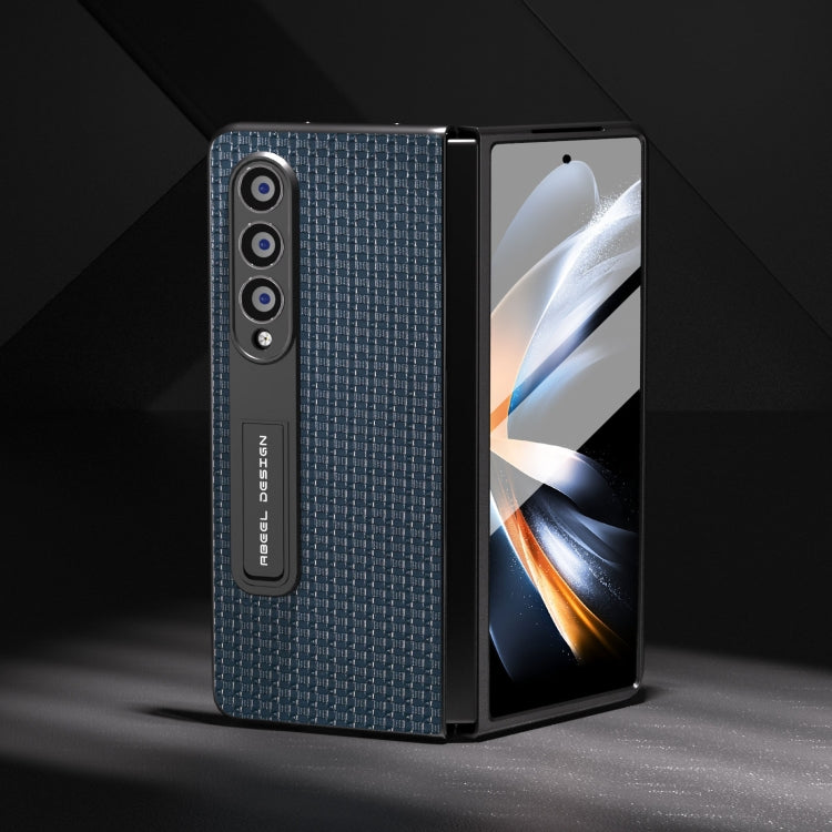 For Samsung Galaxy Z Fold4 5G Integrated Genuine Leather Luxury Series Phone Case with Holder(Royal Blue) - Galaxy Z Fold4 5G Cases by buy2fix | Online Shopping UK | buy2fix