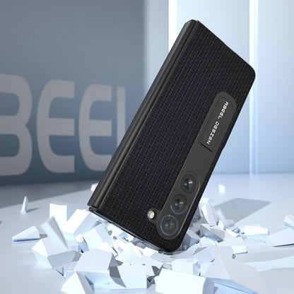 For Samsung Galaxy Z Fold5 ABEEL Integrated Genuine Leather Luxury Series Phone Case with Holder(Black) - Galaxy Z Fold5 Cases by buy2fix | Online Shopping UK | buy2fix