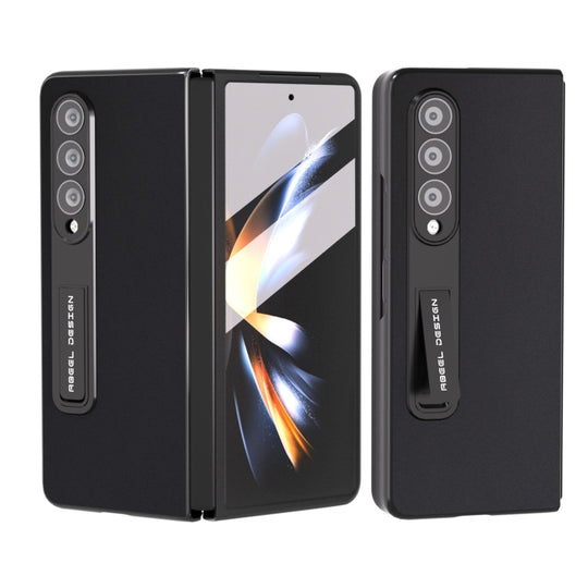 For Samsung Galaxy Z Fold3 5G Integrated Genuine Silky Soft ABEEL Black Edge Phone Case with Holder(Black)