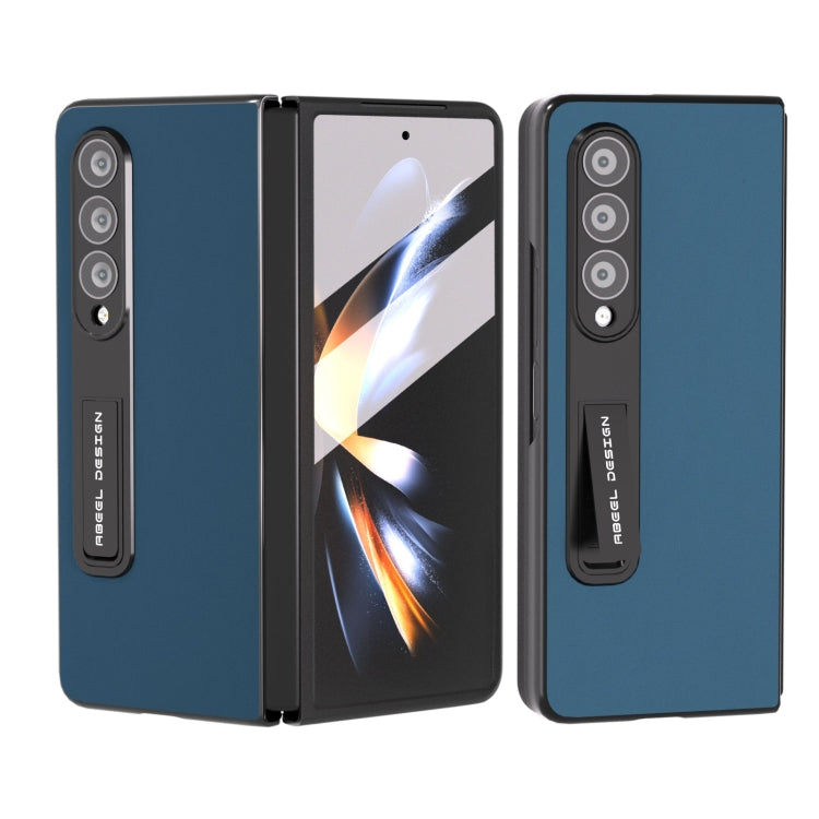 For Samsung Galaxy Z Fold3 5G Integrated Genuine Silky Soft ABEEL Black Edge Phone Case with Holder(Blue) - Galaxy Phone Cases by buy2fix | Online Shopping UK | buy2fix