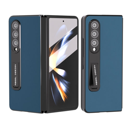 For Samsung Galaxy Z Fold3 5G Integrated Genuine Silky Soft ABEEL Black Edge Phone Case with Holder(Blue) - Galaxy Phone Cases by buy2fix | Online Shopping UK | buy2fix