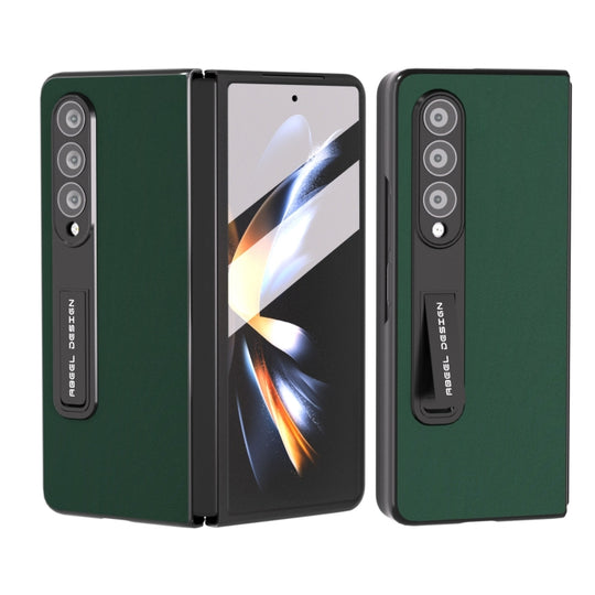 For Samsung Galaxy Z Fold3 5G Integrated Genuine Silky Soft ABEEL Black Edge Phone Case with Holder(Green)