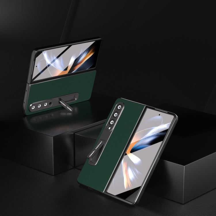For Samsung Galaxy Z Fold3 5G Integrated Genuine Silky Soft ABEEL Black Edge Phone Case with Holder(Green) - Galaxy Phone Cases by buy2fix | Online Shopping UK | buy2fix