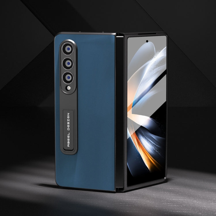 For Samsung Galaxy Z Fold4 5G Integrated Genuine Silky Soft ABEEL Black Edge Phone Case with Holder(Blue) - Galaxy Z Fold4 5G Cases by buy2fix | Online Shopping UK | buy2fix