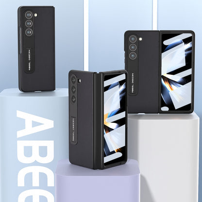 For Samsung Galaxy Z Fold5 ABEEL Integrated Genuine Silky Soft Black Edge Phone Case with Holder(Black) - Galaxy Z Fold5 Cases by buy2fix | Online Shopping UK | buy2fix