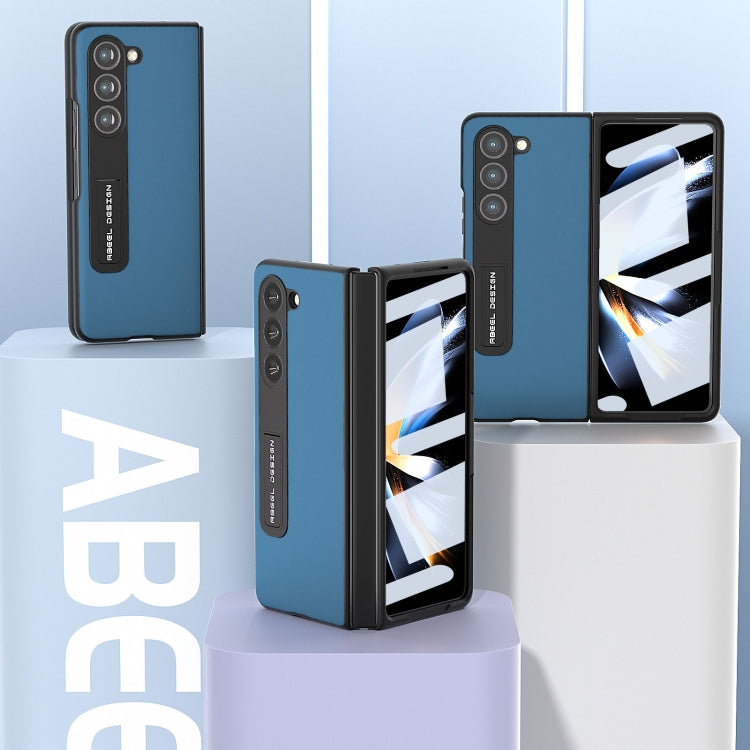 For Samsung Galaxy Z Fold5 ABEEL Integrated Genuine Silky Soft Black Edge Phone Case with Holder(Blue) - Galaxy Z Fold5 Cases by buy2fix | Online Shopping UK | buy2fix
