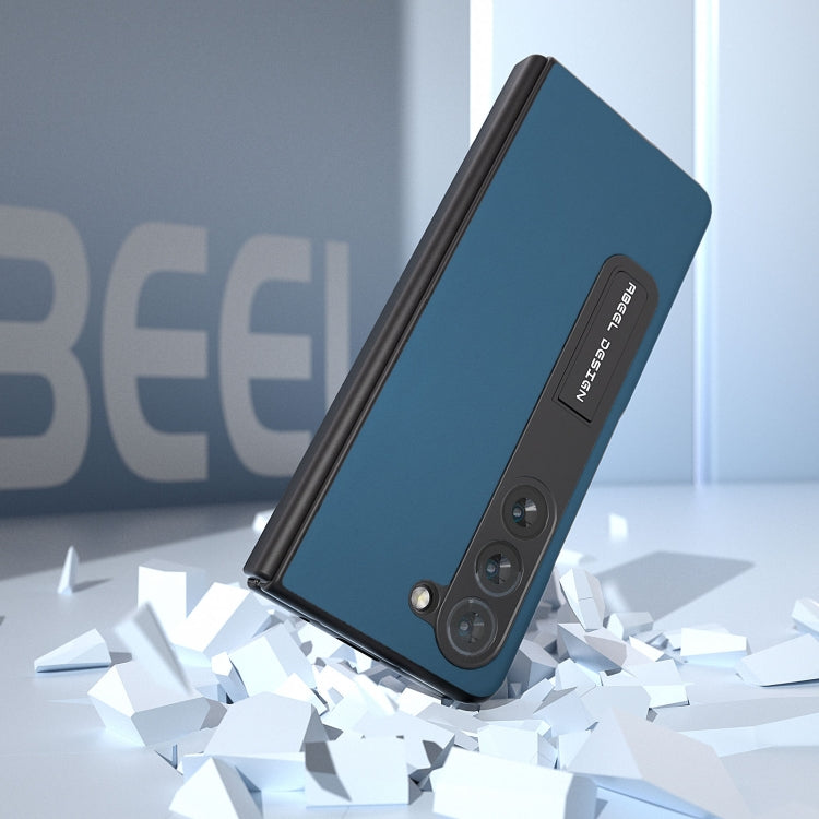 For Samsung Galaxy Z Fold5 ABEEL Integrated Genuine Silky Soft Black Edge Phone Case with Holder(Blue) - Galaxy Z Fold5 Cases by buy2fix | Online Shopping UK | buy2fix