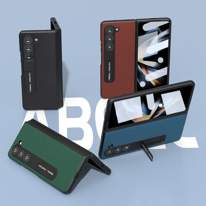 For Samsung Galaxy Z Fold5 ABEEL Integrated Genuine Silky Soft Black Edge Phone Case with Holder(Blue) - Galaxy Z Fold5 Cases by buy2fix | Online Shopping UK | buy2fix