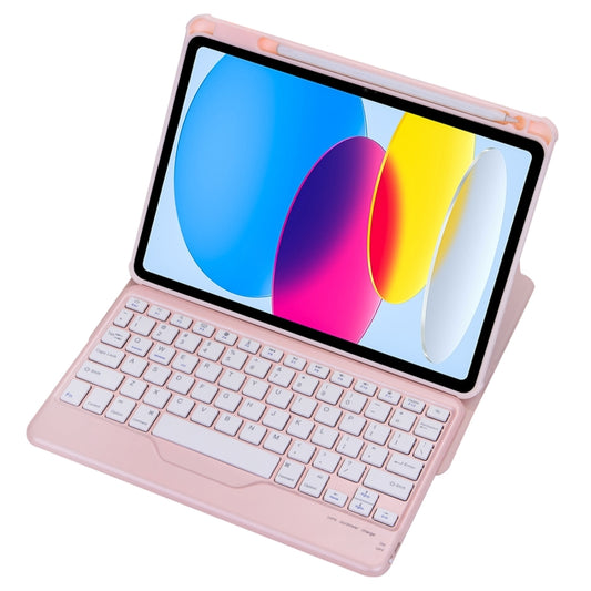For iPad 11 2025 / 10th Gen 10.9 2022 F10B 360 Rotation Acrylic Transparent Bluetooth Keyboard Leather Case(Pink) - Universal by buy2fix | Online Shopping UK | buy2fix
