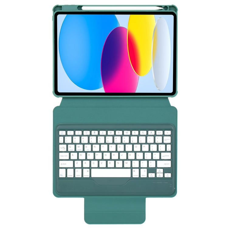 For iPad 11 2025 / 10th Gen 10.9 2022 F10B 360 Rotation Acrylic Transparent Bluetooth Keyboard Leather Case(Green) - Universal by buy2fix | Online Shopping UK | buy2fix