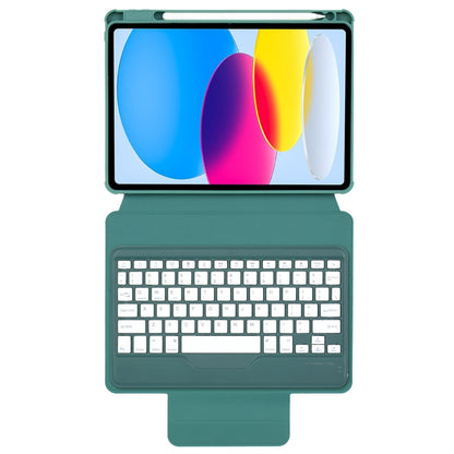 For iPad 11 2025 / 10th Gen 10.9 2022 F10B 360 Rotation Acrylic Transparent Bluetooth Keyboard Leather Case(Green) - Universal by buy2fix | Online Shopping UK | buy2fix