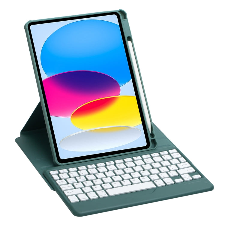 For iPad 11 2025 / 10th Gen 10.9 2022 F10B 360 Rotation Acrylic Transparent Bluetooth Keyboard Leather Case(Green) - Universal by buy2fix | Online Shopping UK | buy2fix
