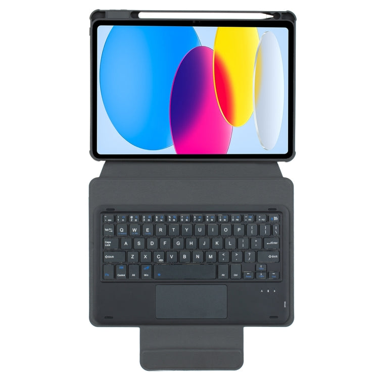 For iPad 11 2025 / 10th Gen 10.9 2022 F10B-A 360 Rotation Acrylic Transparent Bluetooth Keyboard Leather Case With Touch Control(Black) - Universal by buy2fix | Online Shopping UK | buy2fix