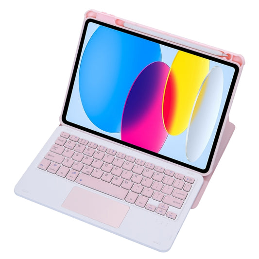 For iPad 11 2025 / 10th Gen 10.9 2022 F10B-A 360 Rotation Acrylic Transparent Bluetooth Keyboard Leather Case With Touch Control(Pink) - Universal by buy2fix | Online Shopping UK | buy2fix