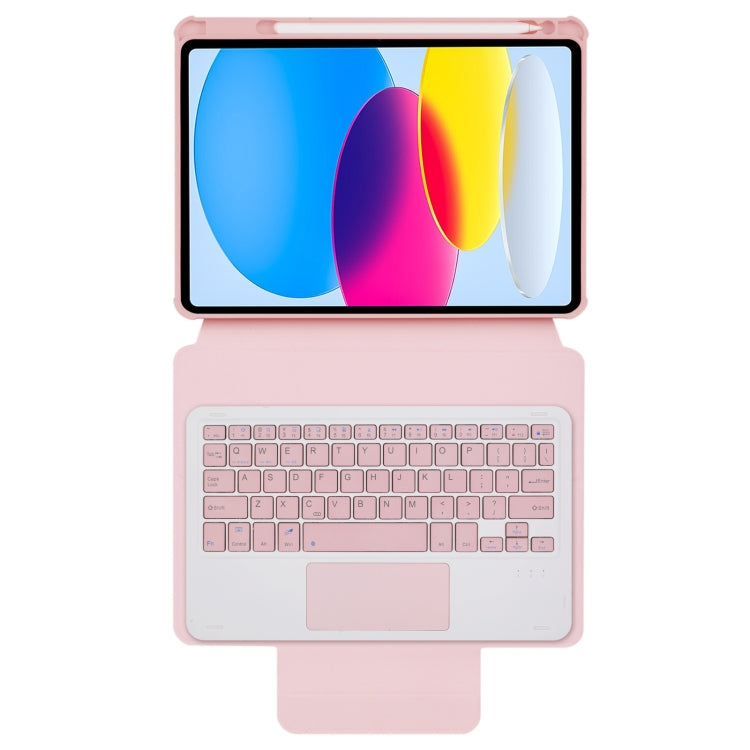 For iPad 11 2025 / 10th Gen 10.9 2022 F10B-A 360 Rotation Acrylic Transparent Bluetooth Keyboard Leather Case With Touch Control(Pink) - Universal by buy2fix | Online Shopping UK | buy2fix