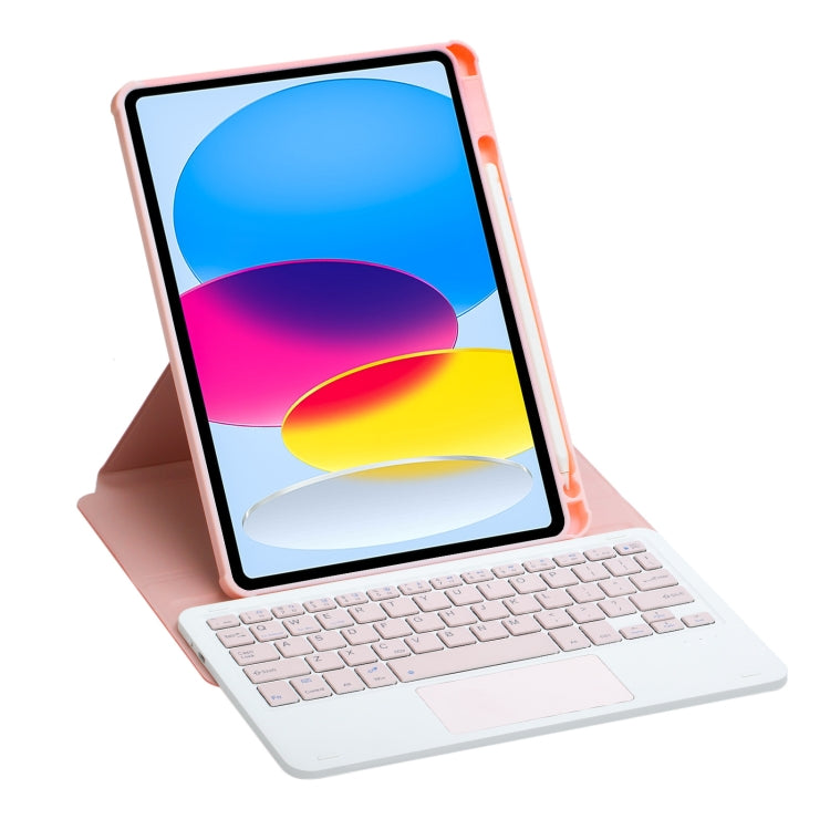 For iPad 11 2025 / 10th Gen 10.9 2022 F10B-A 360 Rotation Acrylic Transparent Bluetooth Keyboard Leather Case With Touch Control(Pink) - Universal by buy2fix | Online Shopping UK | buy2fix