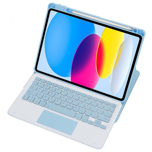 For iPad 11 2025 / 10th Gen 10.9 2022 F10B-A 360 Rotation Acrylic Transparent Bluetooth Keyboard Leather Case With Touch Control(Blue) - Universal by buy2fix | Online Shopping UK | buy2fix
