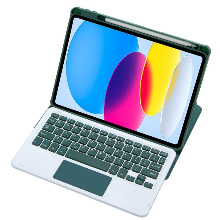 For iPad 11 2025 / 10th Gen 10.9 2022 F10B-A 360 Rotation Acrylic Transparent Bluetooth Keyboard Leather Case With Touch Control(Green) - Universal by buy2fix | Online Shopping UK | buy2fix