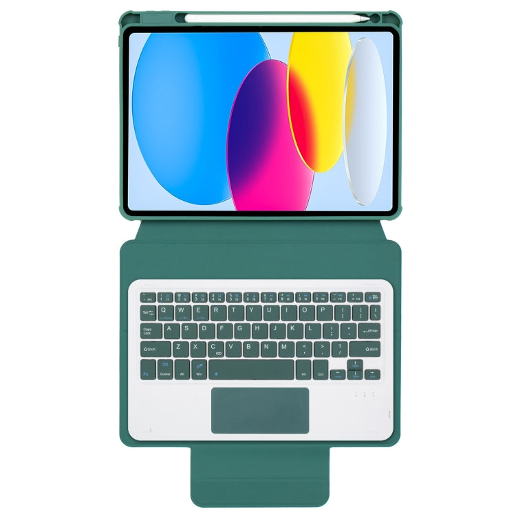 For iPad 11 2025 / 10th Gen 10.9 2022 F10B-A 360 Rotation Acrylic Transparent Bluetooth Keyboard Leather Case With Touch Control(Green) - Universal by buy2fix | Online Shopping UK | buy2fix