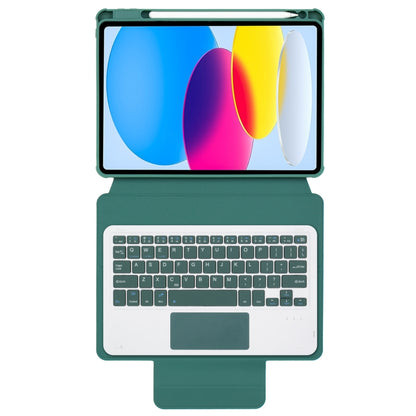 For iPad 11 2025 / 10th Gen 10.9 2022 F10B-A 360 Rotation Acrylic Transparent Bluetooth Keyboard Leather Case With Touch Control(Green) - Universal by buy2fix | Online Shopping UK | buy2fix
