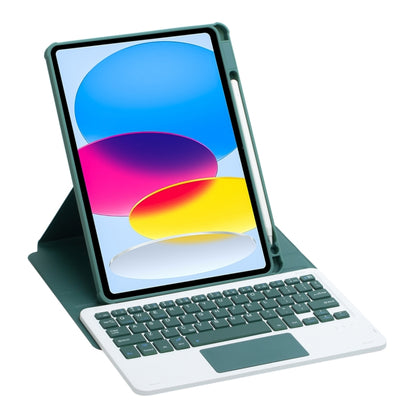For iPad 11 2025 / 10th Gen 10.9 2022 F10B-A 360 Rotation Acrylic Transparent Bluetooth Keyboard Leather Case With Touch Control(Green) - Universal by buy2fix | Online Shopping UK | buy2fix