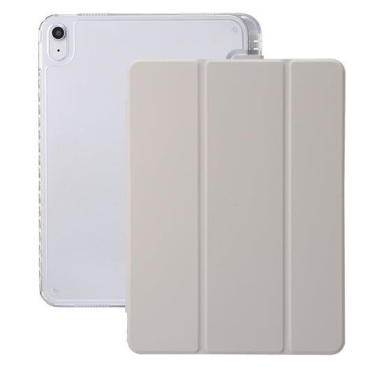 For iPad 2025 / 2022 Clear Acrylic 3-Fold Leather Tablet Case(Grey)