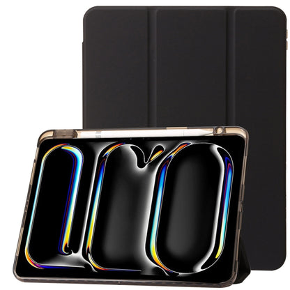 For iPad Air 11 2025 / 2024 Clear Acrylic 3-Fold Leather Tablet Case(Black) - iPad Air 11 2025 / 2024 Cases by buy2fix | Online Shopping UK | buy2fix