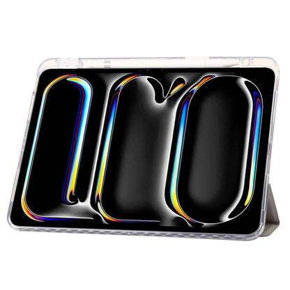 For iPad Air 11 2025 / 2024 Clear Acrylic 3-Fold Leather Tablet Case(Grey) - iPad Air 11 2025 / 2024 Cases by buy2fix | Online Shopping UK | buy2fix