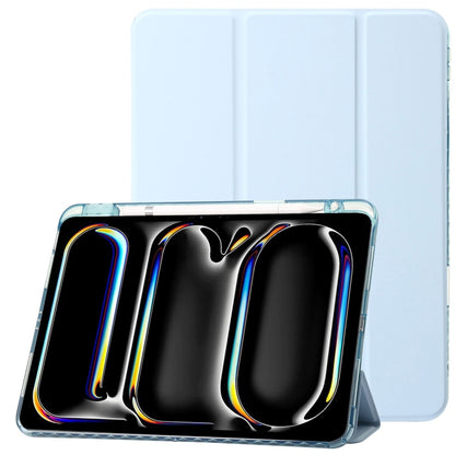 For iPad Air 11 2025 / 2024 Clear Acrylic 3-Fold Leather Tablet Case(Ice Blue) - iPad Air 11 2025 / 2024 Cases by buy2fix | Online Shopping UK | buy2fix