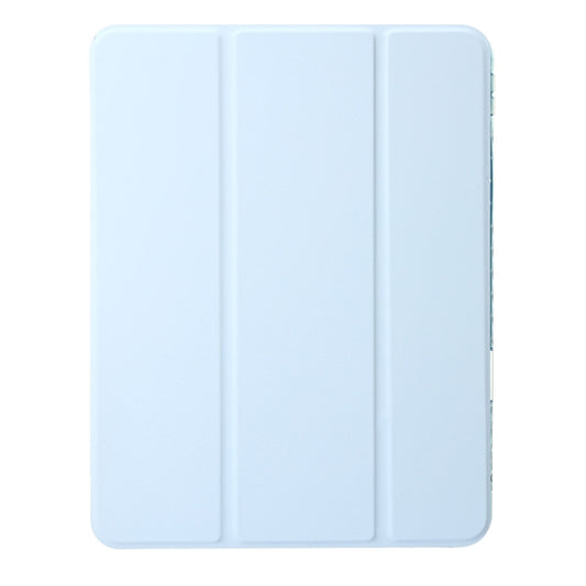 For iPad Air 11 2025 / 2024 Clear Acrylic 3-Fold Leather Tablet Case(Ice Blue) - iPad Air 11 2025 / 2024 Cases by buy2fix | Online Shopping UK | buy2fix