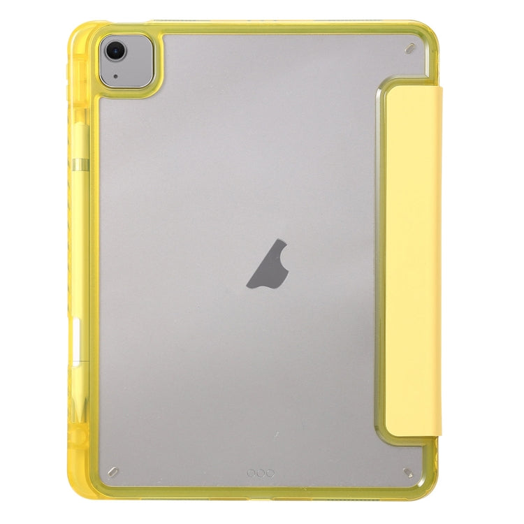 For iPad Air 11 2025 / 2024 Clear Acrylic 3-Fold Leather Tablet Case(Yellow) - iPad Air 11 2025 / 2024 Cases by buy2fix | Online Shopping UK | buy2fix