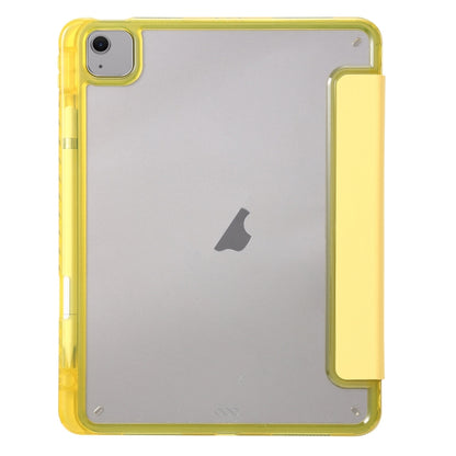 For iPad Air 11 2025 / 2024 Clear Acrylic 3-Fold Leather Tablet Case(Yellow) - iPad Air 11 2025 / 2024 Cases by buy2fix | Online Shopping UK | buy2fix