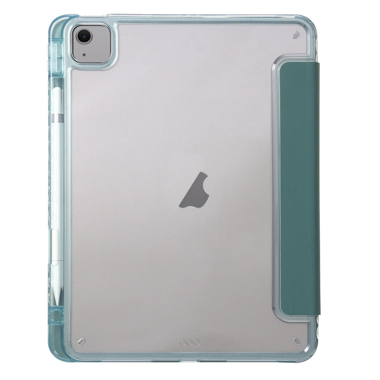 For iPad Air 13 2025 / 2024 Clear Acrylic 3-Fold Leather Tablet Case(Dark Green) - iPad Air 13 2025 / 2024 Cases by buy2fix | Online Shopping UK | buy2fix