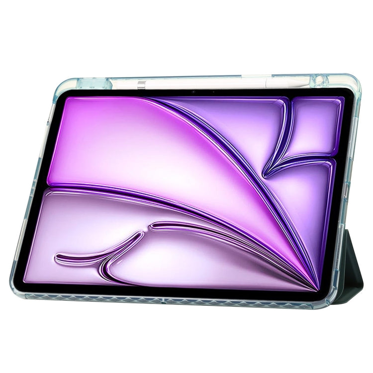 For iPad Air 13 2025 / 2024 Clear Acrylic 3-Fold Leather Tablet Case(Dark Green) - iPad Air 13 2025 / 2024 Cases by buy2fix | Online Shopping UK | buy2fix