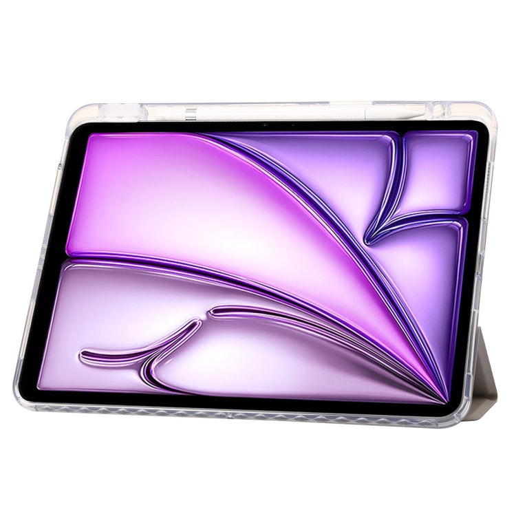 For iPad Air 13 2025 / 2024 Clear Acrylic 3-Fold Leather Tablet Case(Grey) - iPad Air 13 2025 / 2024 Cases by buy2fix | Online Shopping UK | buy2fix