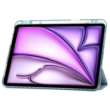 For iPad Air 13 2025 / 2024 Clear Acrylic 3-Fold Leather Tablet Case(Ice Blue) - iPad Air 13 2025 / 2024 Cases by buy2fix | Online Shopping UK | buy2fix