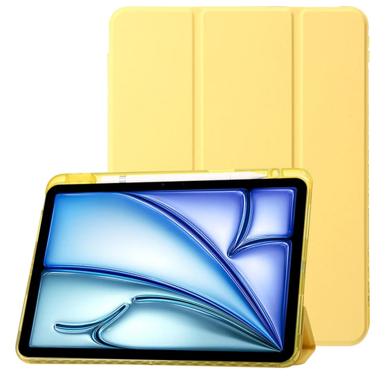 For iPad Pro 11 2025 / 2024 Clear Acrylic 3-Fold Leather Tablet Case(Yellow)